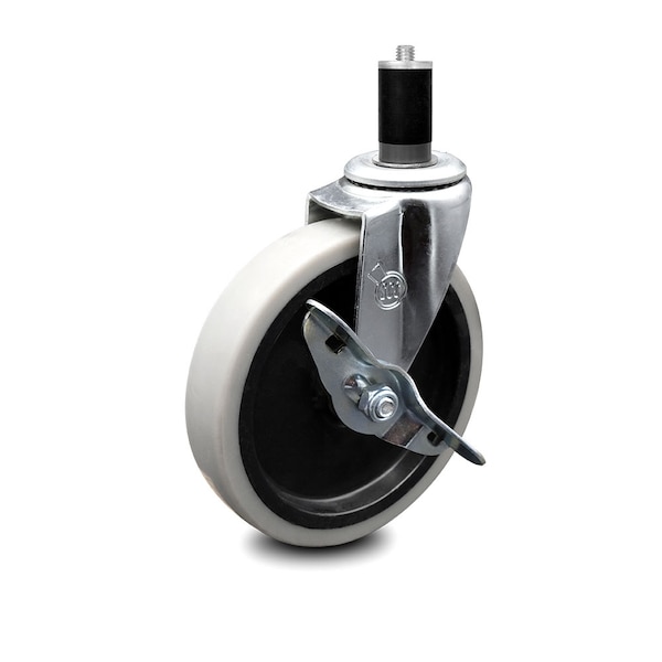 5 Inch Thermoplastic Rubber Wheel 1-1/2 Inch Expanding Stem Caster with Brake